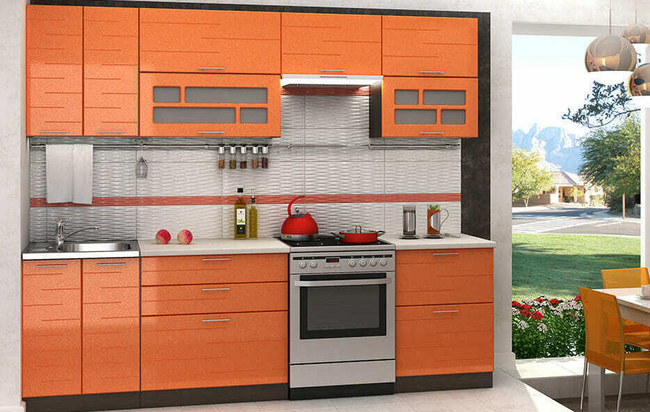 Кухня на заказ модульная Техно оранжевый